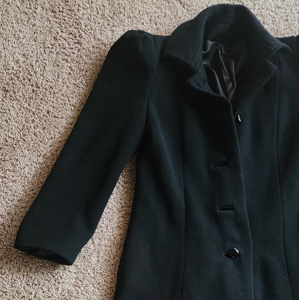 Montaldo's Nipan Coature Vintage Wool Elegant Black Long Coat Sz 10 - Picture 7 of 16